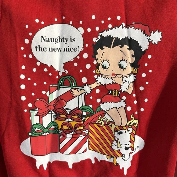 Betty Boop Crewneck Red Graphic SmallSweatshirt Holiday NWOT. ✅ Description! - Picture 2 of 11